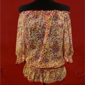 Sheer floral off the shoulder top. Medium excellent condition.